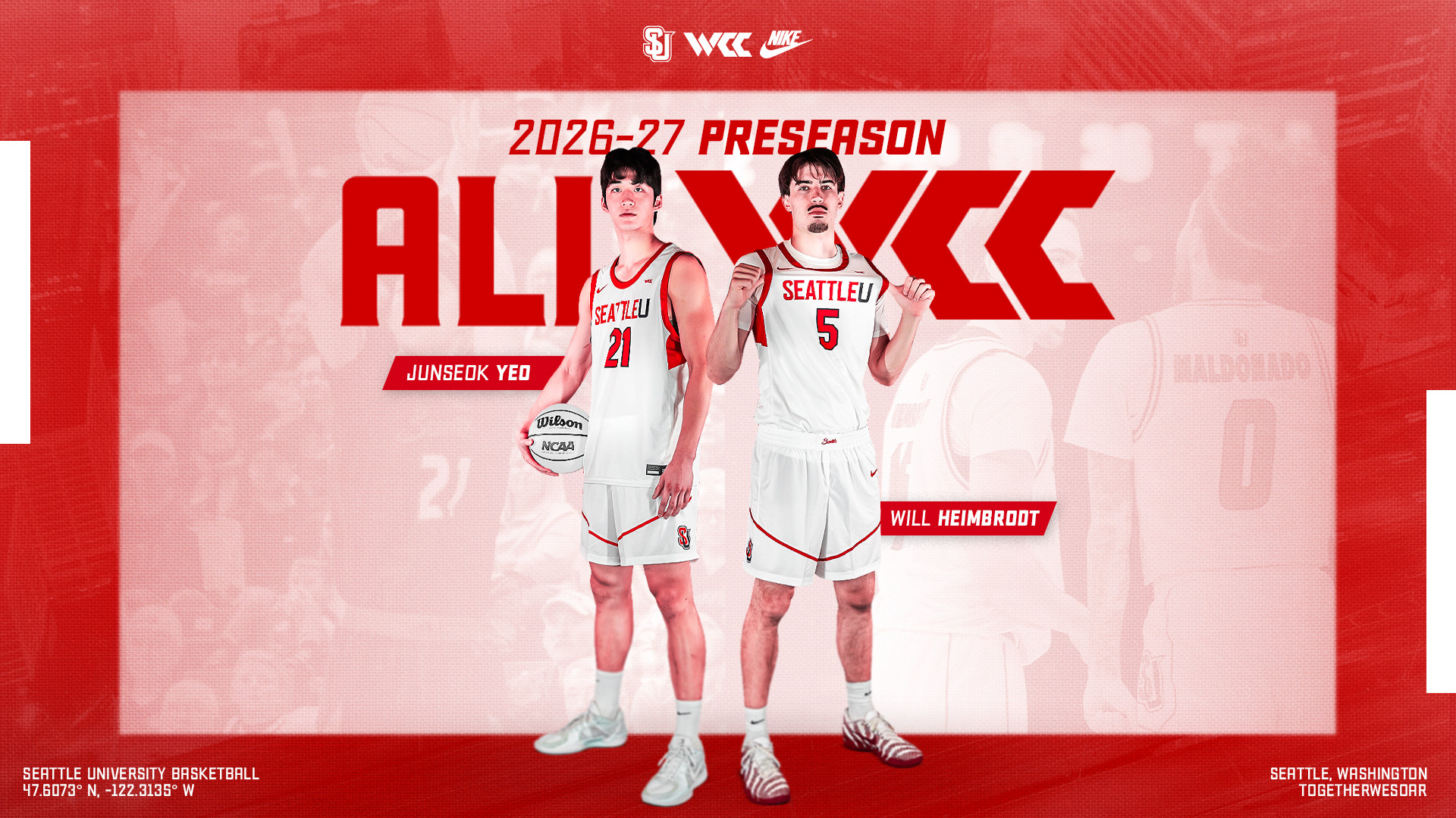 Seattle U's Will Heimbrodt and Junseok Yeo named to the 2026-27 WCC Preseason Team